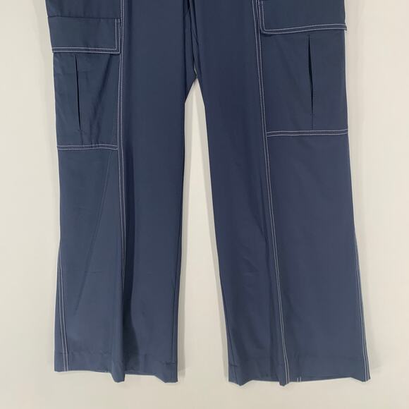 Athleta Chelsea Wide Leg Pants Women 16T Navy Blue Cargo Pull On Commuter 32 - Picture 4 of 11